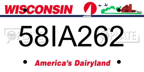 58IA262 Wisconsin License Plate