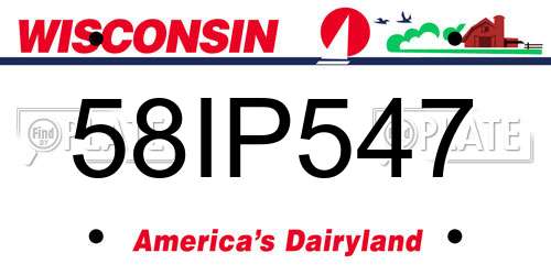 58IP547 Wisconsin License Plate