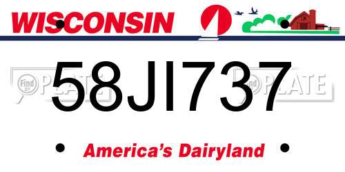 58JI737 Wisconsin License Plate