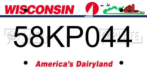 58KP044 Wisconsin License Plate