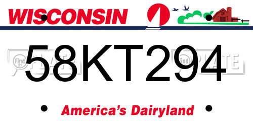 58KT294 Wisconsin License Plate