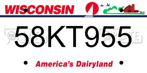 58KT955 Wisconsin License Plate