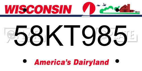 58KT985 Wisconsin License Plate