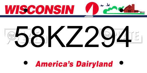 58KZ294 Wisconsin License Plate