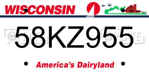 58KZ955 Wisconsin License Plate