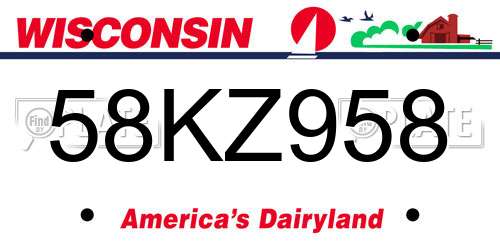 58KZ958 Wisconsin License Plate