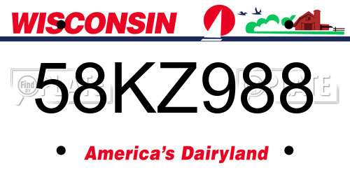 58KZ988 Wisconsin License Plate