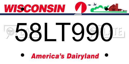 58LT990 Wisconsin License Plate