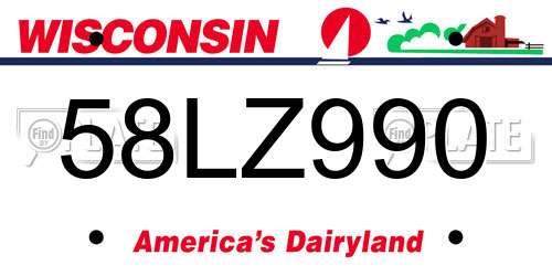 58LZ990 Wisconsin License Plate