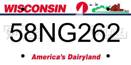 58NG262 Wisconsin License Plate