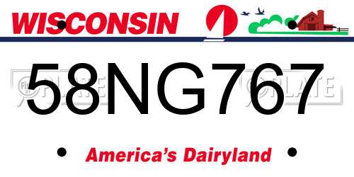 58NG767 Wisconsin License Plate