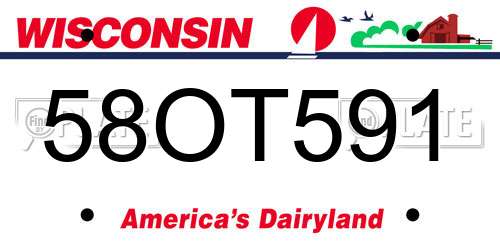 58OT591 Wisconsin License Plate