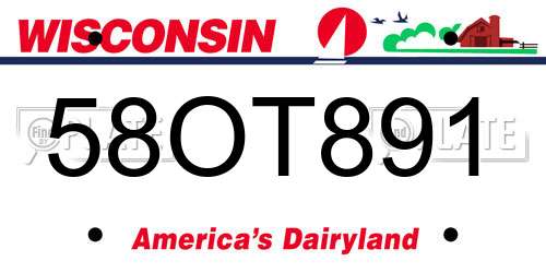 58OT891 Wisconsin License Plate