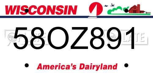 58OZ891 Wisconsin License Plate