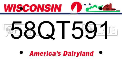 58QT591 Wisconsin License Plate