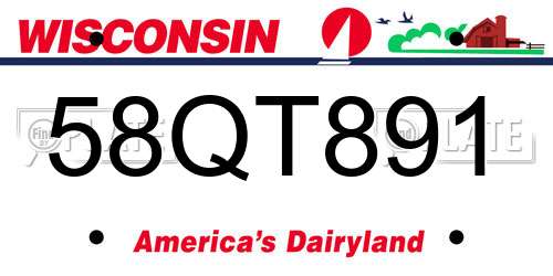 58QT891 Wisconsin License Plate