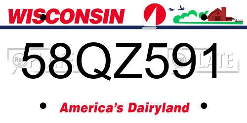 58QZ591 Wisconsin License Plate
