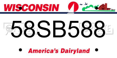 58SB588 Wisconsin License Plate