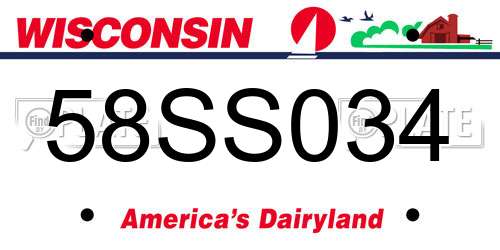 58SS034 Wisconsin License Plate