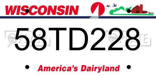 58TD228 Wisconsin License Plate