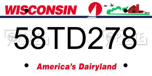 58TD278 Wisconsin License Plate