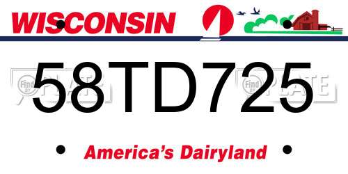 58TD725 Wisconsin License Plate
