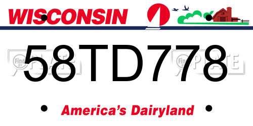 58TD778 Wisconsin License Plate