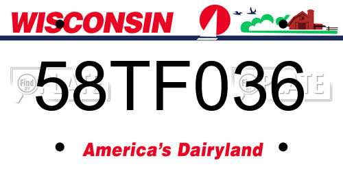 58TF036 Wisconsin License Plate
