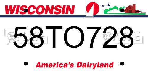 58TO728 Wisconsin License Plate
