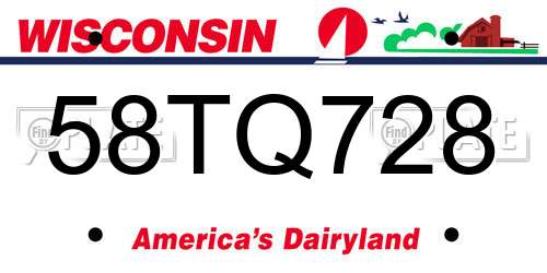 58TQ728 Wisconsin License Plate