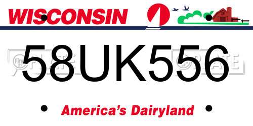 58UK556 Wisconsin License Plate