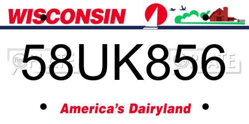 58UK856 Wisconsin License Plate