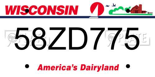 58ZD775 Wisconsin License Plate