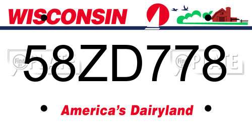 58ZD778 Wisconsin License Plate