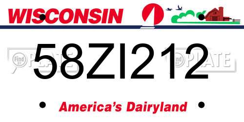 58ZI212 Wisconsin License Plate
