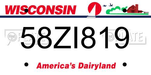 58ZI819 Wisconsin License Plate