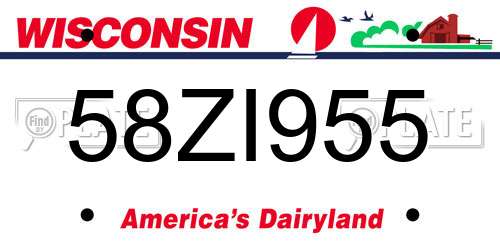 58ZI955 Wisconsin License Plate