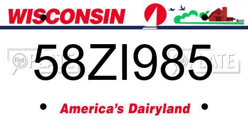 58ZI985 Wisconsin License Plate