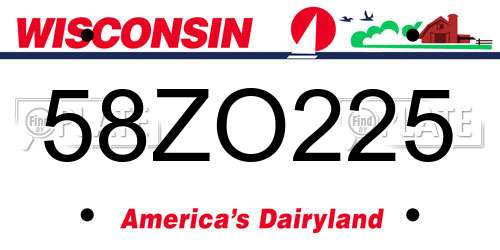 58ZO225 Wisconsin License Plate