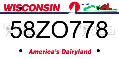 58ZO778 Wisconsin License Plate