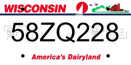58ZQ228 Wisconsin License Plate