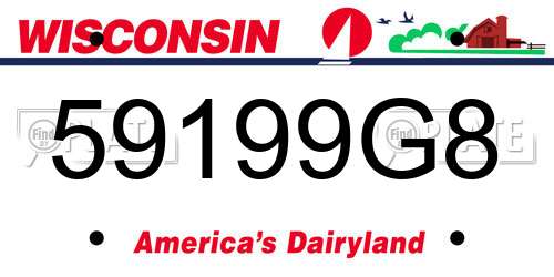 59199G8 Wisconsin License Plate