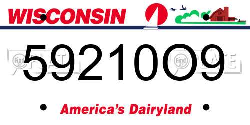 59210O9 Wisconsin License Plate