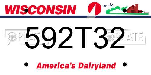 592T32 Wisconsin License Plate