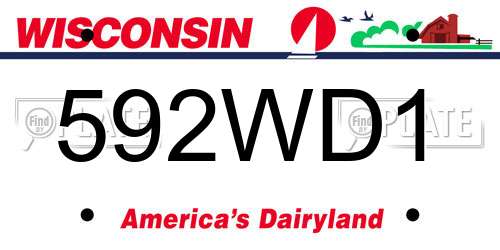 592WD1 Wisconsin License Plate
