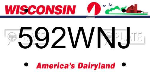 592WNJ Wisconsin License Plate