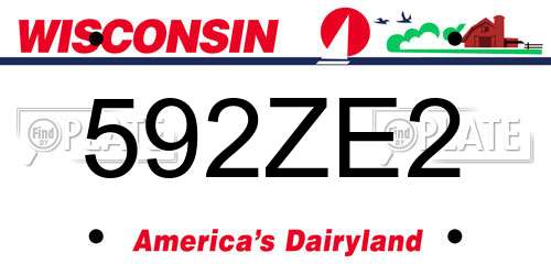 592ZE2 Wisconsin License Plate
