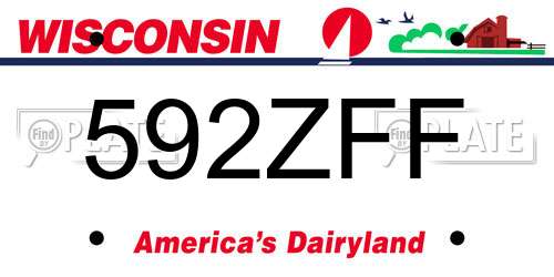 592ZFF Wisconsin License Plate