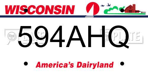 594AHQ Wisconsin License Plate