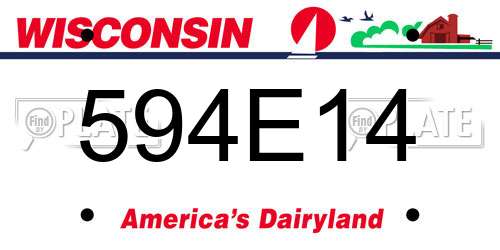 594E14 Wisconsin License Plate